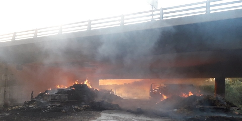 Έβρος: Ελέγχους στις γέφυρες για αποθήκευση ζωοτροφών προγραμματίζει η αστυνομία, μετά την φωτιά στην Εγνατία Οδό