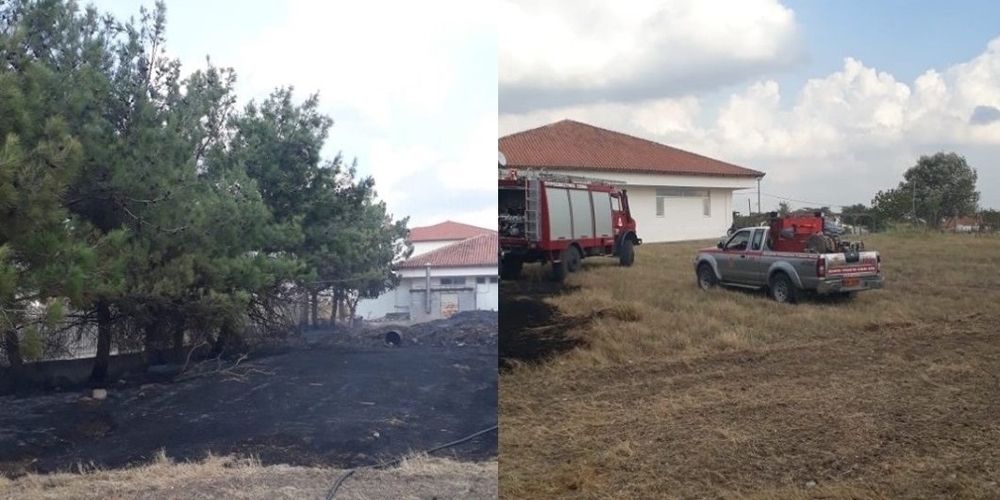 Πυρκαγιά απείλησε το Γυμνάσιο και Λύκειο Τυχερού, περνώντας μέσα από την αυλή τους