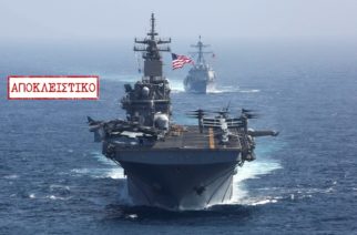 The U.S. Navy amphibious assault ship USS Kearsarge and the Arleigh Burke-class guided-missile destroyer USS Bainbridge sail in the Arabian Sea May 17, 2019. Picture taken May 17, 2019.  U.S. Navy/Mass Communication Specialist 1st Class Brian M. Wilbur/Handout via REUTERS.  ATTENTION EDITORS - THIS IMAGE WAS PROVIDED BY A THIRD PARTY