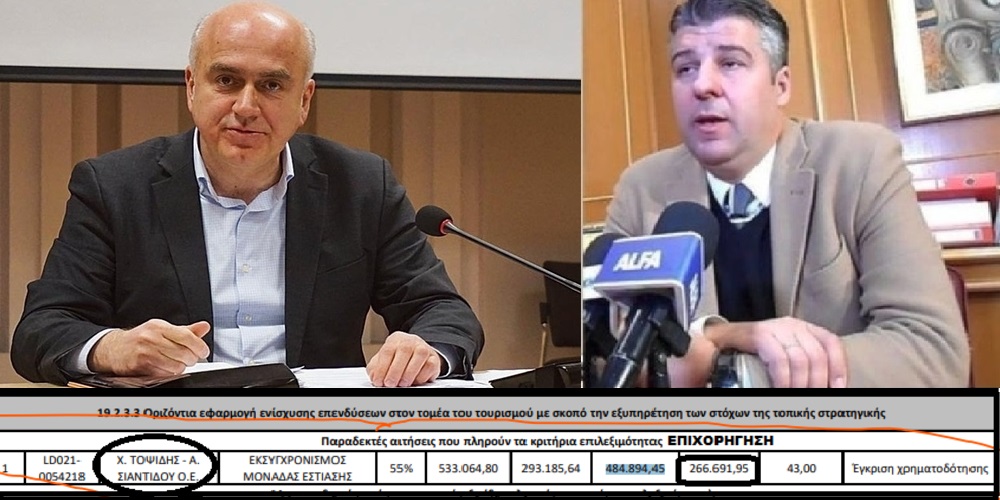 Τοψίδης: Κατηγορεί τον Μέτιο για το LEADER, απ’ το οποίο εταιρεία του ΕΠΙΧΟΡΗΓΕΙΤΑΙ με 266.691 ευρώ!!!