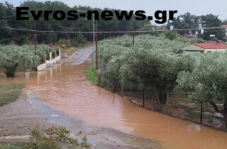 Αλεξανδρούπολη: Πλημμύρισαν δρόμοι στα Δίκελλα και έγιναν επικίνδυνοι απ’ την καλοκαιρινή μπόρα